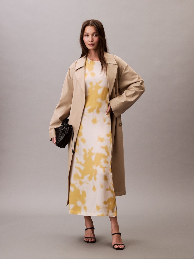 Buy Calvin Klein Yellow Printed Satin Halter Dress from Next USA