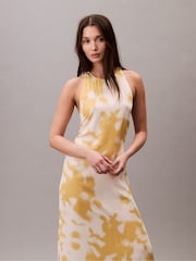 Vestido Halter de Cetim Estampado Calvin Klein - Imagem 5 de 5