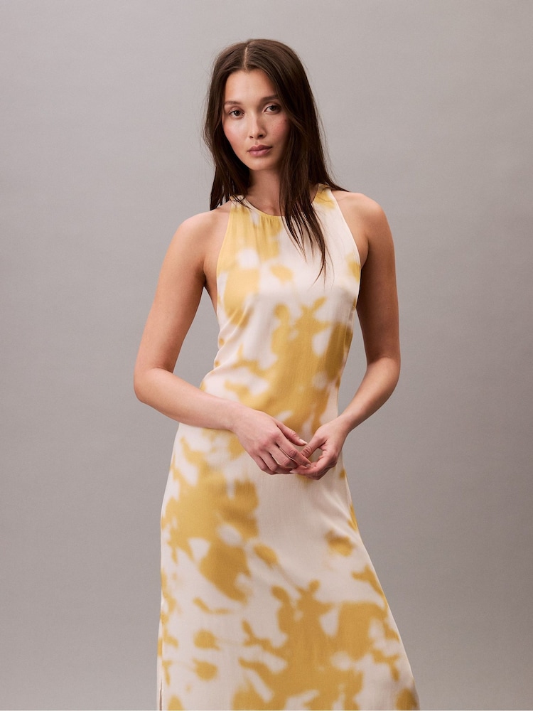 Vestido Halter de Cetim Estampado Calvin Klein - Imagem 5 de 5