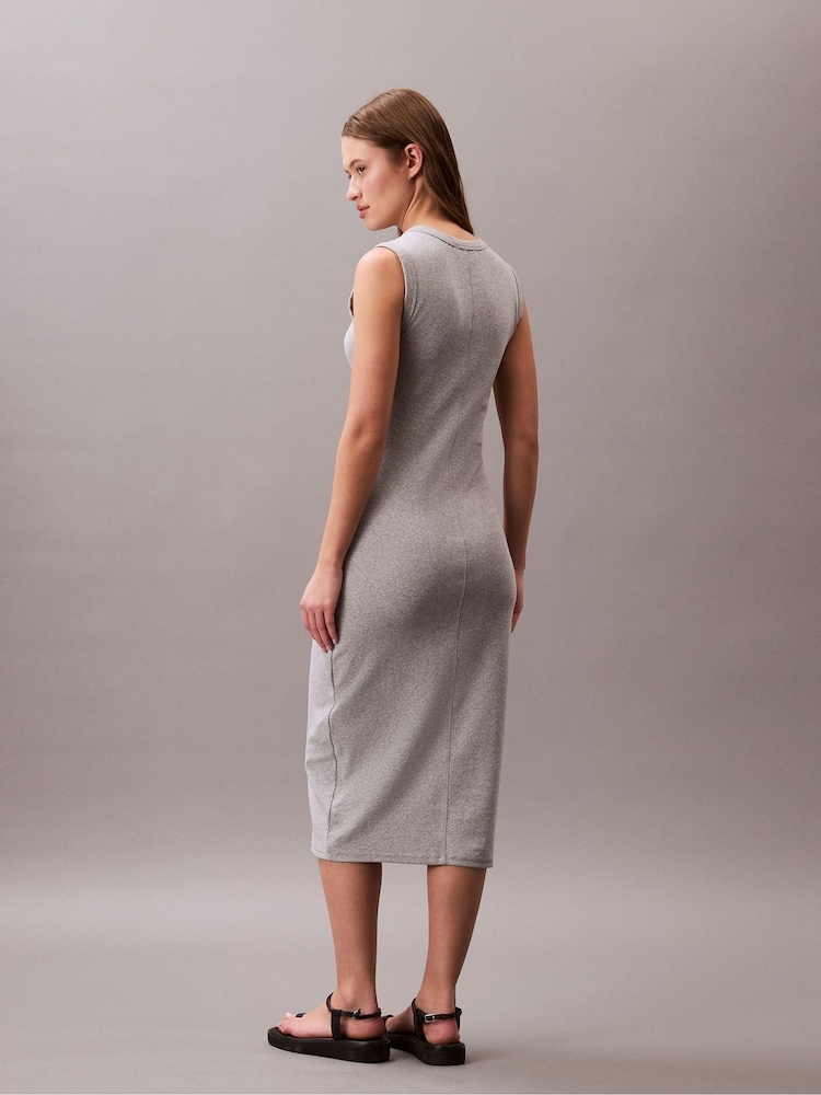 Calvin Klein Grey Cotton Dress - Image 2 of 5 Calvin Klein Grey Cotton Dress - Image 2 of 5