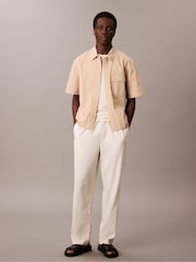 Calvin Klein White Relaxed Cotton Blend Short Sleeve Shirt - Image 3 of 5