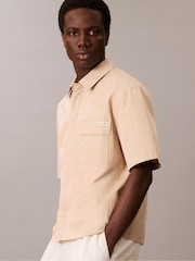 Calvin Klein White Relaxed Cotton Blend Short Sleeve Shirt - Image 4 of 5