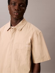 Calvin Klein White Relaxed Cotton Blend Short Sleeve Shirt - Image 5 of 5
