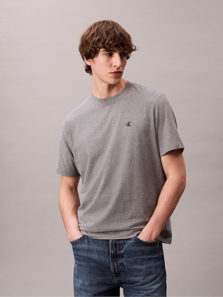 Calvin Klein Grey Short Sleeve Easy Monogram T-Shirt - Image 5 of 5