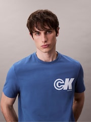 Calvin Klein Blue Short Sleeve 20s Sport Logo Graphic Print T-Shirt - Image 3 of 4