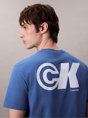 Calvin Klein Blue Short Sleeve 20s Sport Logo Graphic Print T-Shirt - Image 4 of 4
