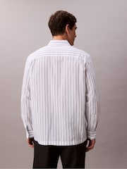 Calvin Klein White Long Sleeve Viscose Nylon Stripe Shirt - Image 2 of 5