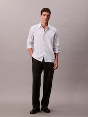 Calvin Klein White Long Sleeve Viscose Nylon Stripe Shirt - Image 3 of 5