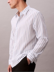 Calvin Klein White Long Sleeve Viscose Nylon Stripe Shirt - Image 4 of 5