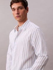 Calvin Klein White Long Sleeve Viscose Nylon Stripe Shirt - Image 5 of 5