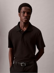 Calvin Klein Black Snap Button Pique Polo Shirt - Image 1 of 6