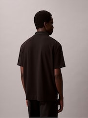 Calvin Klein Black Snap Button Pique Polo Shirt - Image 2 of 6