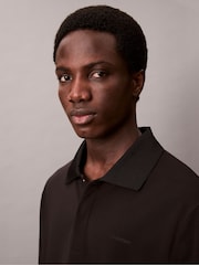 Calvin Klein Black Snap Button Pique Polo Shirt - Image 4 of 6