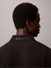 Calvin Klein Black Snap Button Pique Polo Shirt - Image 5 of 6