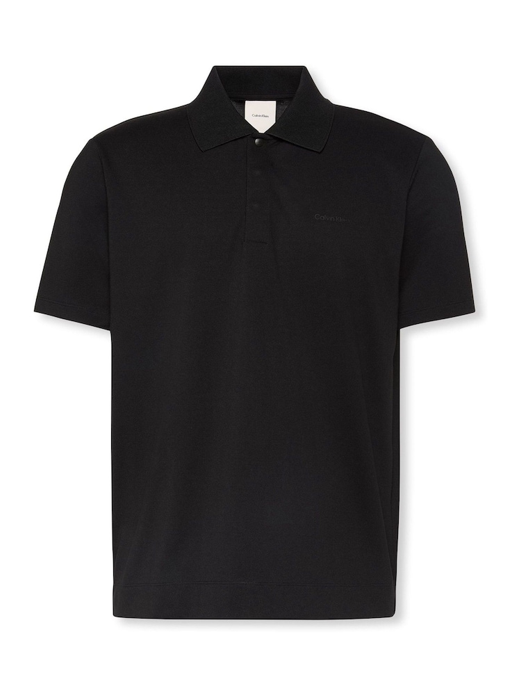 Calvin Klein Black Snap Button Pique Polo Shirt - Image 6 of 6 Calvin Klein Black Snap Button Pique Polo Shirt - Image 6 of 6