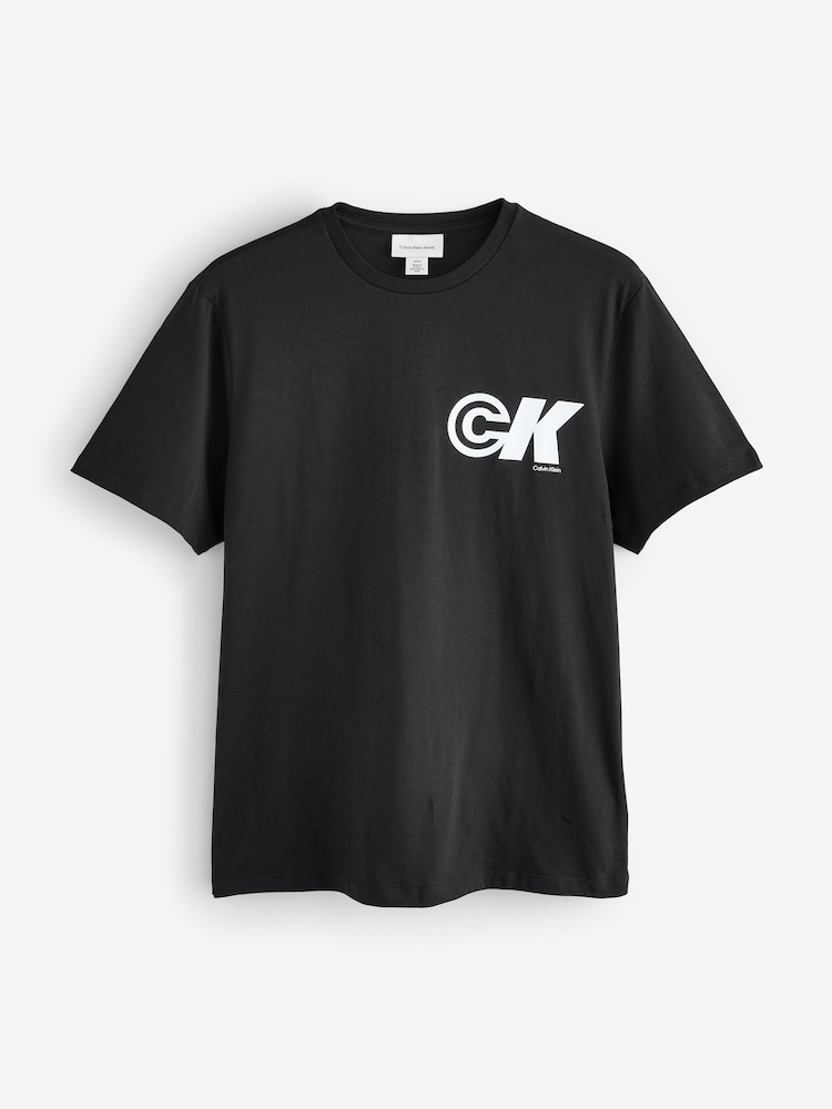 Calvin Klein Black Short Sleeve 20s Sport Logo Graphic Print T-Shirt - Image 1 of 1 Calvin Klein Black Short Sleeve 20s Sport Logo Graphic Print T-Shirt - Image 1 of 1