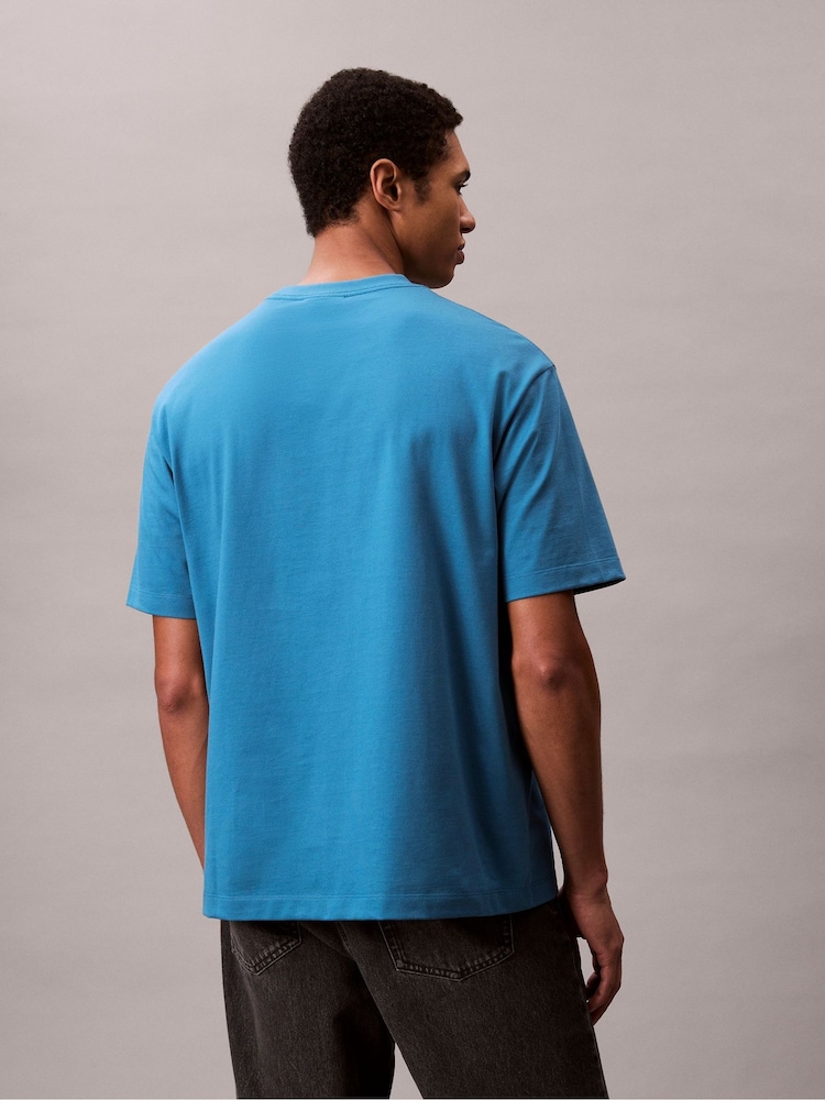 Calvin Klein Blue Short Sleeve Resort T-Shirt - Image 2 of 5 Calvin Klein Blue Short Sleeve Resort T-Shirt - Image 2 of 5
