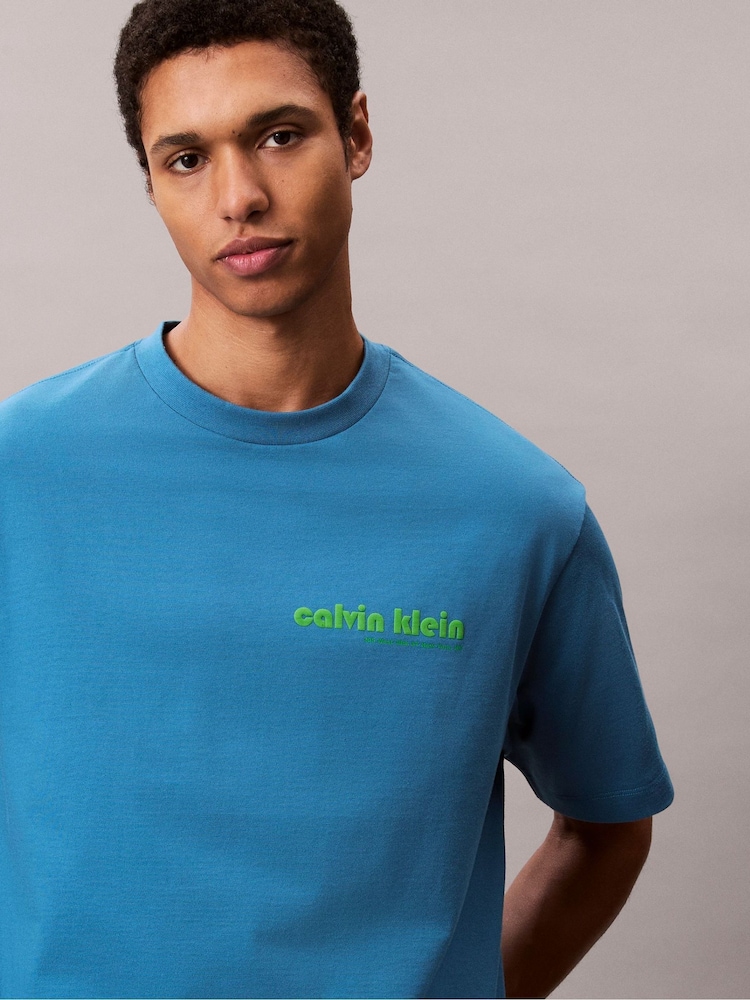 Calvin Klein Blue Short Sleeve Resort T-Shirt - Image 5 of 5 Calvin Klein Blue Short Sleeve Resort T-Shirt - Image 5 of 5