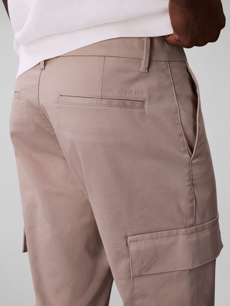 Calvin Klein Pink Slim Stretch Cotton Cargo Trousers - Image 5 of 5