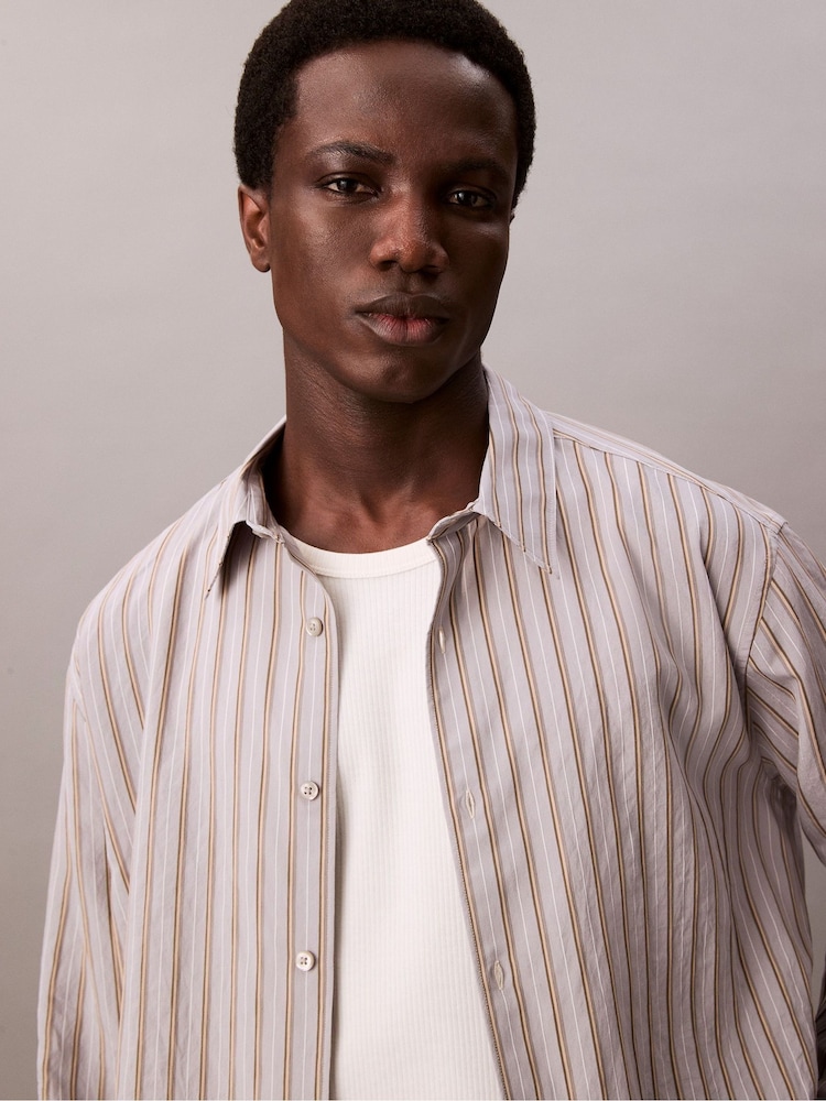 Calvin Klein Natural Stripe Shirt - Image 5 of 5 Calvin Klein Natural Stripe Shirt - Image 5 of 5