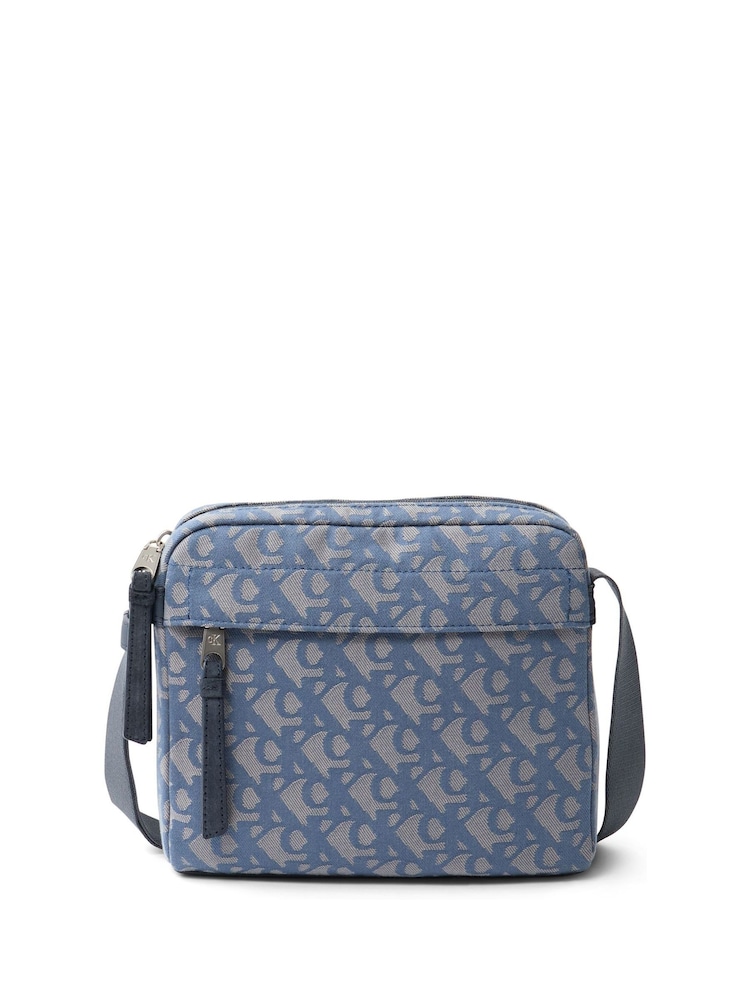 Calvin Klein Blue Monogram Cross-Body Bag - Image 1 of 3 Calvin Klein Blue Monogram Cross-Body Bag - Image 1 of 3