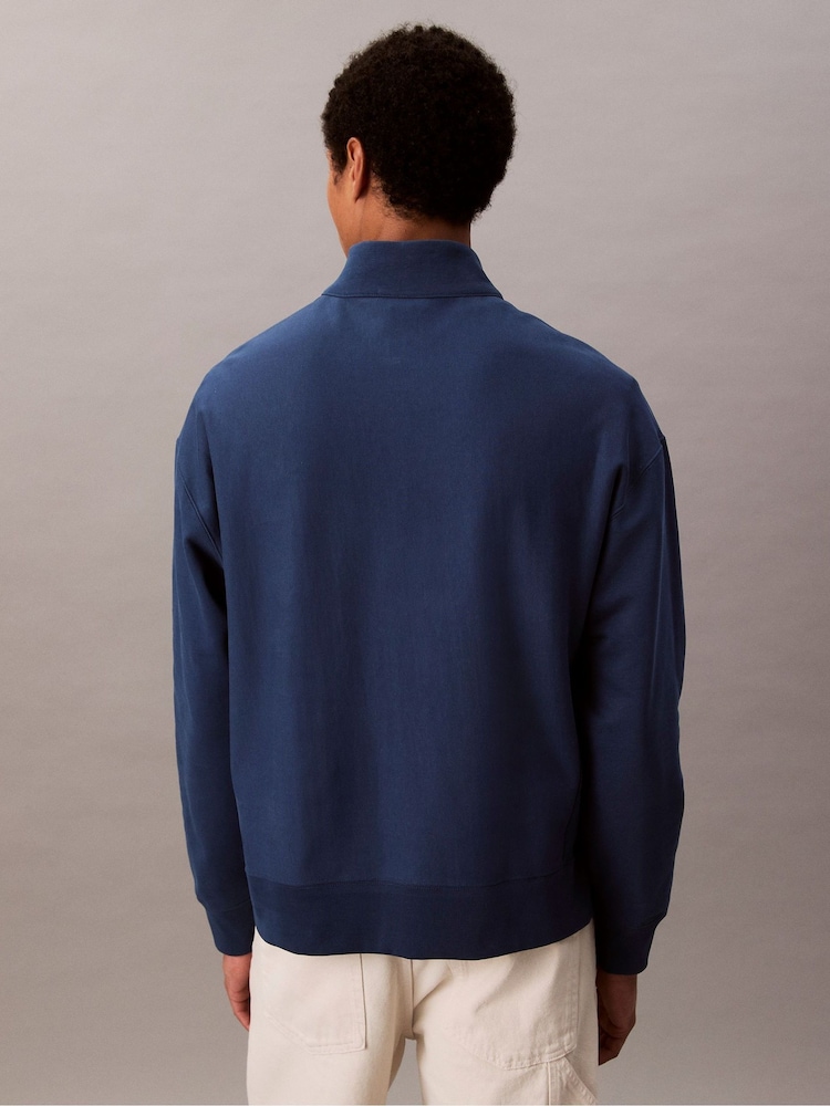 Calvin Klein Blue Premium Terry Sweatshirt - Image 2 of 3 Calvin Klein Blue Premium Terry Sweatshirt - Image 2 of 3