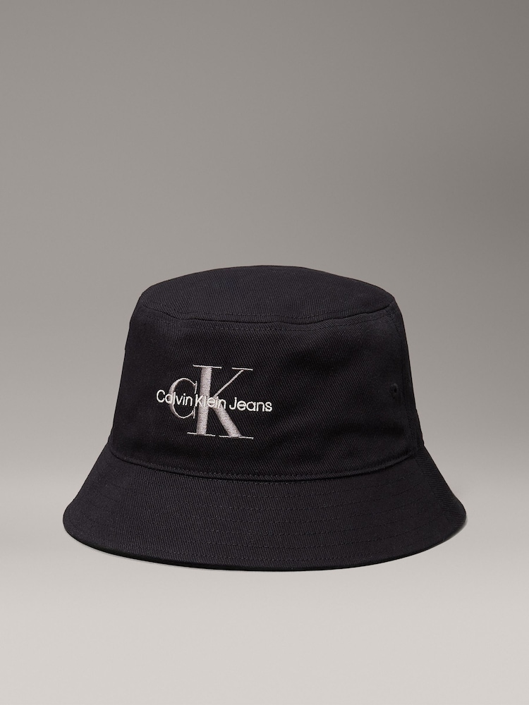 Calvin Klein Black Embroidery Bucket Hat - Image 1 of 4 Calvin Klein Black Embroidery Bucket Hat - Image 1 of 4