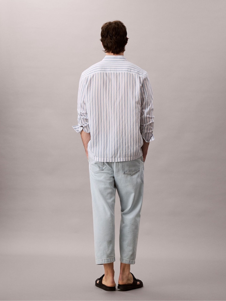 Calvin Klein Blue High Rise Cropped Tapered Jeans - Image 1 of 5