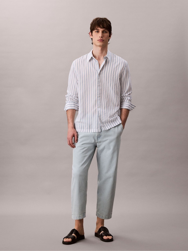 Calvin Klein Blue High Rise Cropped Tapered Jeans - Image 2 of 5