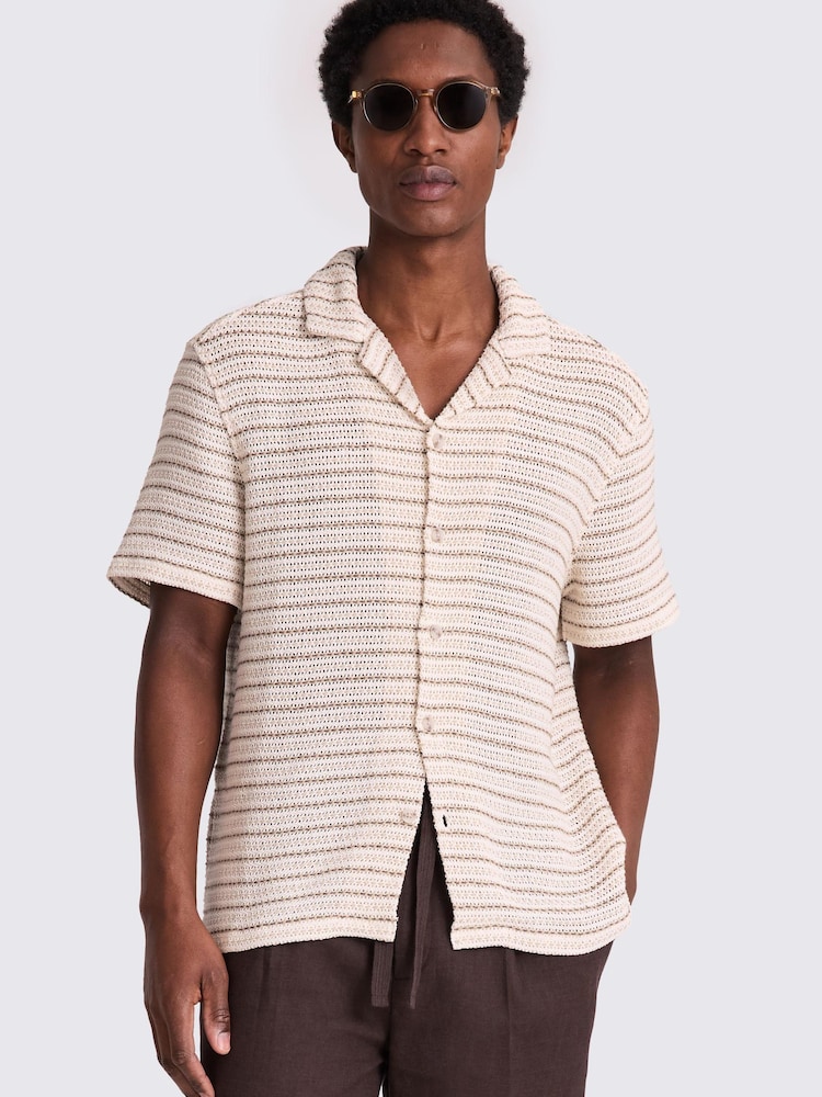 MOSS Natural Crochet Stripe Shirt - Image 1 of 4