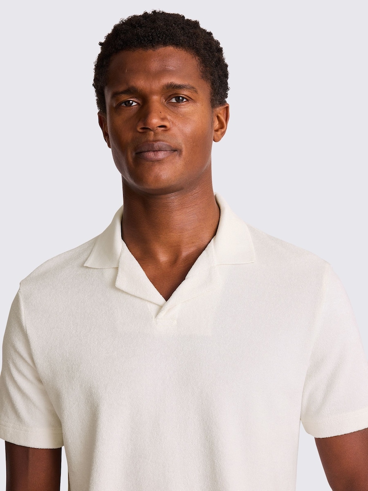 Weiß - MOSS Terry Towelling Skipper 100% Cotton Polo Shirt - Bild 3 von 3