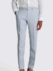 MOSS Blue Tailored Fit Linen Trousers - Image 1 of 3