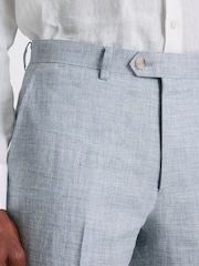 MOSS Blue Tailored Fit Linen Trousers - Image 3 of 3