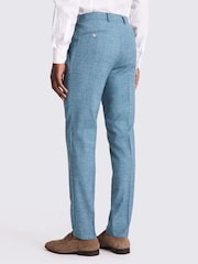 MOSS Blue Tailored Fit Teal Slub Trousers - Image 2 of 3
