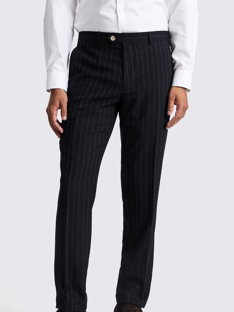 MOSS Black Slim Fit Stripe Trousers - Image 1 of 3