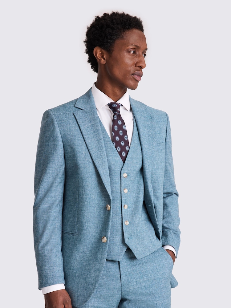 MOSS Blue Tailored Fit Slub Jacket - Image 1 of 4