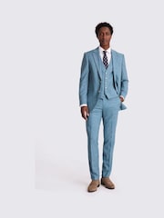 MOSS Blue Tailored Fit Slub Jacket - Image 3 of 4