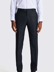 MOSS Blue Tailored Fit Slub Trousers - Image 1 of 3