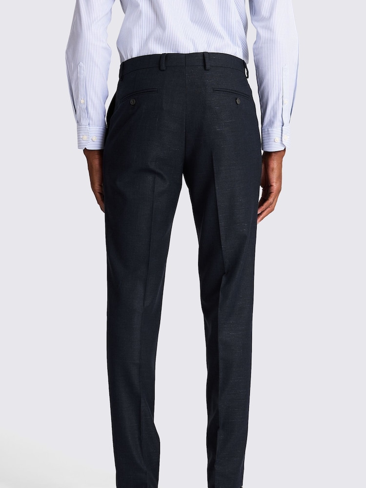 MOSS Blue Tailored Fit Slub Trousers - Image 2 of 3
