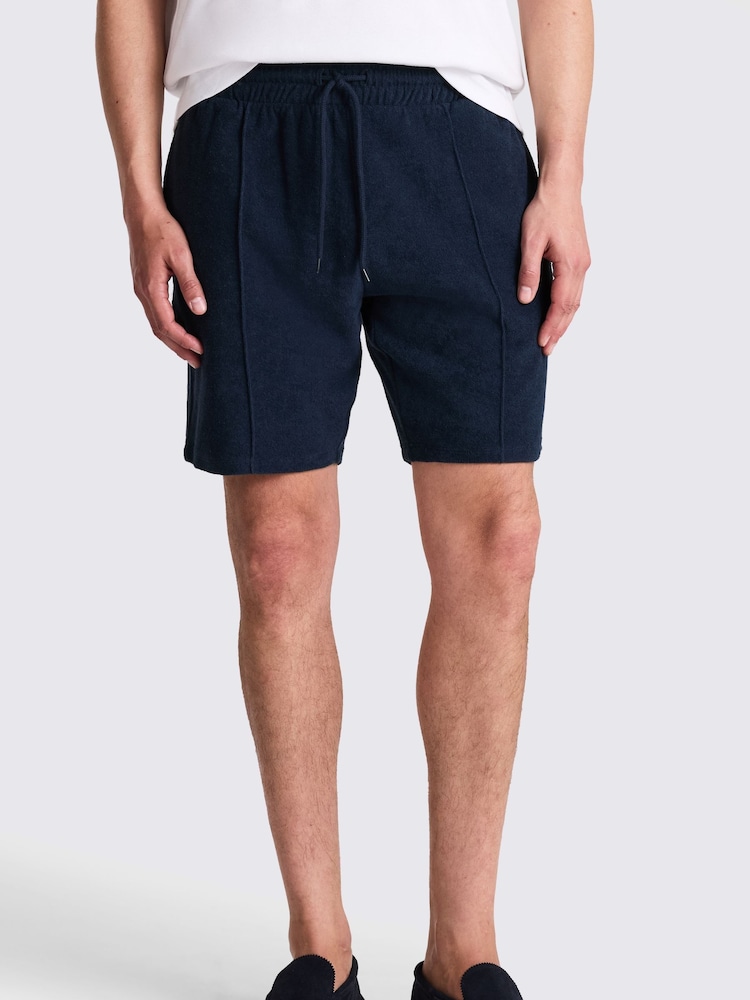 MOSS Blue 100% Cotton Terry Towelling Shorts - Image 1 of 4