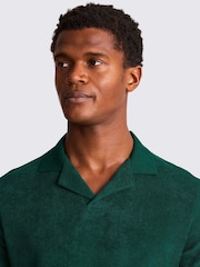 Dunkelgrün - MOSS Terry Towelling Skipper 100% Cotton Polo Shirt - Bild 3 von 4