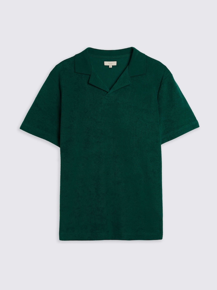 Dunkelgrün - MOSS Terry Towelling Skipper 100% Cotton Polo Shirt - Bild 4 von 4