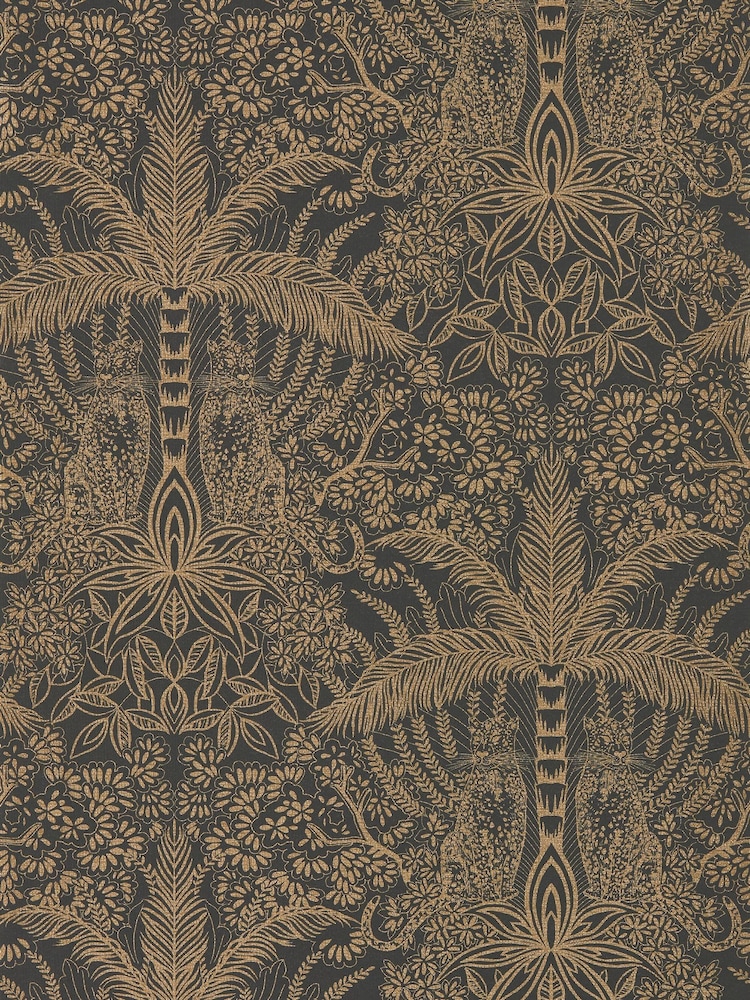 Clarke & Clarke Copper Midnight Leopardo Print Exotica 2 10M Wallpaper - Image 1 of 1