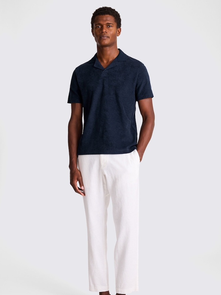 Blau - MOSS Terry Towelling Skipper 100% Cotton Polo Shirt - Bild 2 von 3