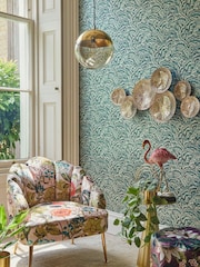 Clarke & Clarke Kingfisher Gilver Lumino Exotica 2 10M Wallpaper - Image 1 of 2