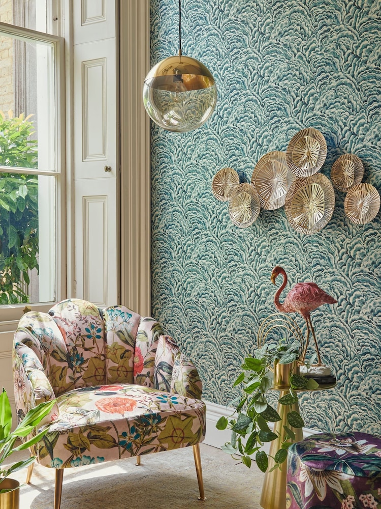 Clarke & Clarke Kingfisher Gilver Lumino Exotica 2 10M Wallpaper - Image 1 of 2