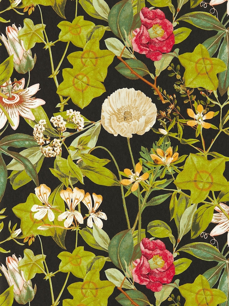 Clarke & Clarke Noir Passiflora Exotica Wallpaper - Image 1 of 1