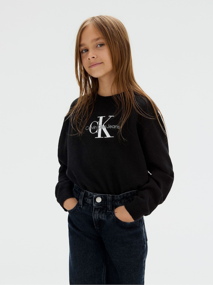 Calvin Klein Black Monologo Sweater - Image 2 of 4 Calvin Klein Black Monologo Sweater - Image 2 of 4