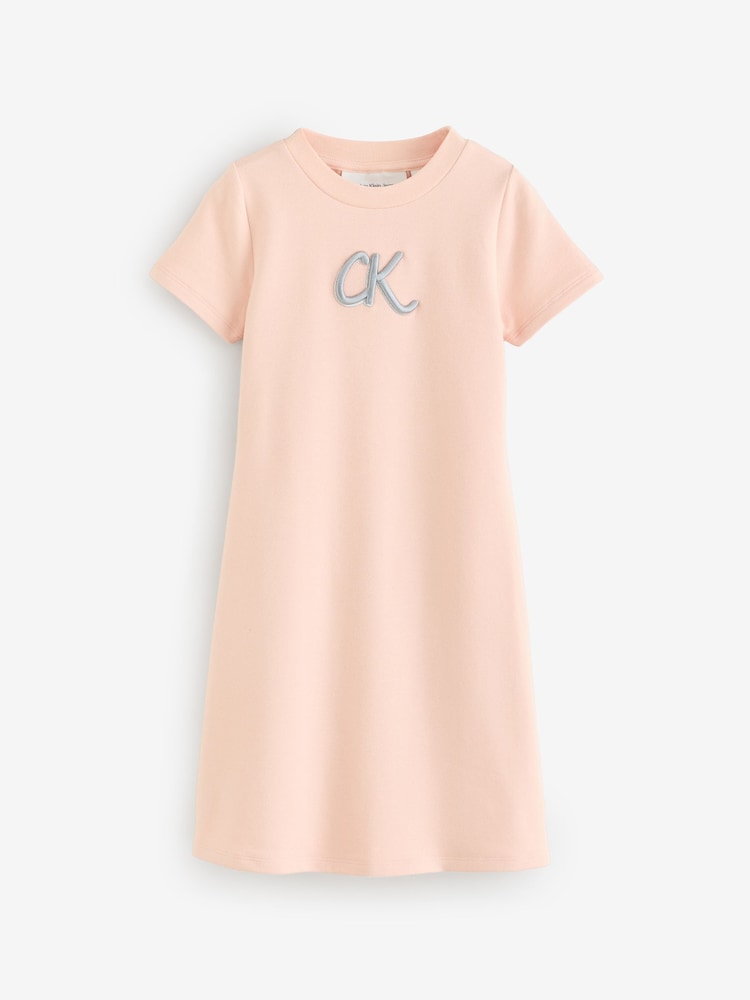 Calvin Klein Pink Metallic Print T-Shirt Dress - Image 1 of 1 Calvin Klein Pink Metallic Print T-Shirt Dress - Image 1 of 1