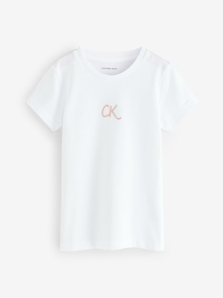 Calvin Klein White Slim Stripe Short Sleeve T-Shirt - Image 1 of 1 Calvin Klein White Slim Stripe Short Sleeve T-Shirt - Image 1 of 1